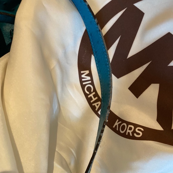 Michael Kors Hamilton Ostrich embossed turquoise tote with dust bag - Picture 6 of 11